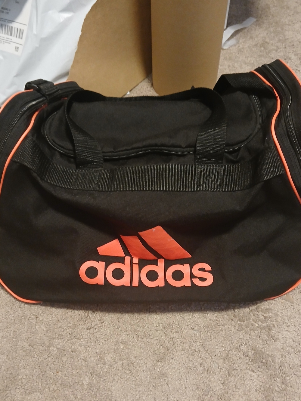 adidas Black Duffel Bag with Orange/pink Logo READ